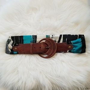 Boutique Fabric Leather Belt Size Small